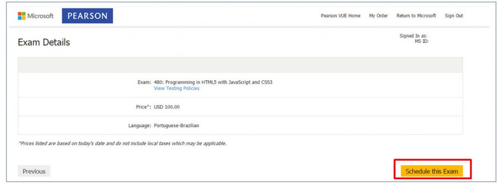 Certificação Microsoft Pearson Vue Vianna Jr passo 8