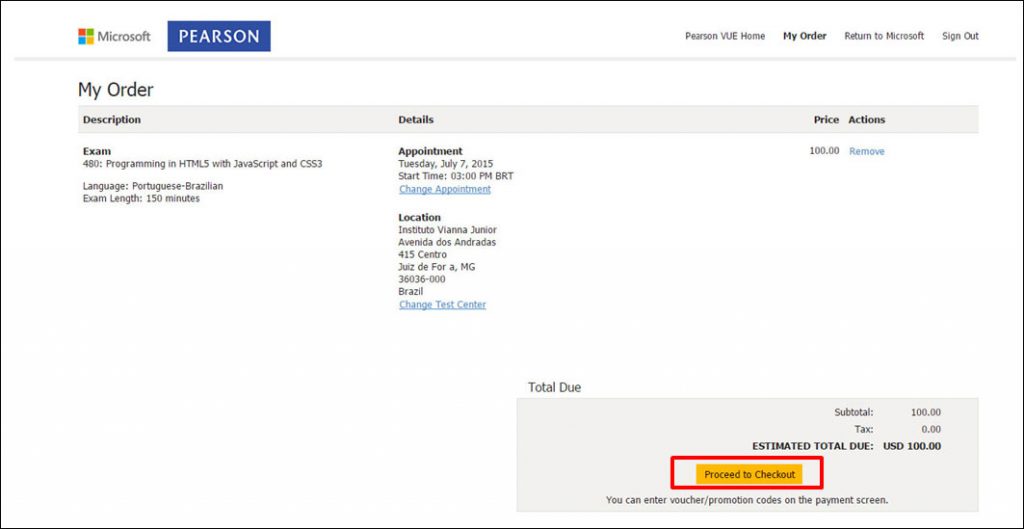 Certificação Microsoft Pearson Vue Vianna Jr passo 12